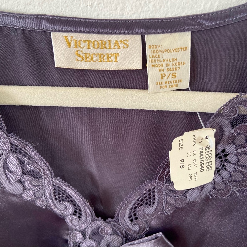 Victoria’s Secret gold label vintage deadstock gray blue satin nightie lingerie - Picture 3 of 4